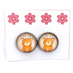 Téli rénszarvasos nemesacél fülbevaló cuki állatos - Meska.hu