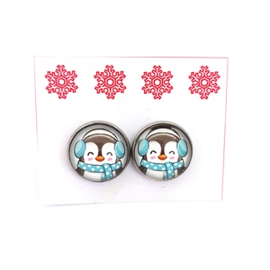 Téli pingvines nemesacél fülbevaló cuki állatos - Meska.hu