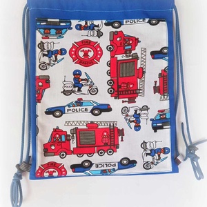 Tűzoltó rendőr hátizsák fiúknak , hátitáska tornazsák kék piros - táska & tok - hátizsák - tornazsák, gymbag - Meska.hu