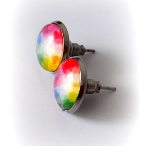 Színkör motívumos nemesacél fülbevaló   - ékszer - fülbevaló - pötty fülbevaló - Meska.hu