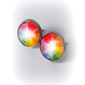 Színkör motívumos nemesacél fülbevaló   - ékszer - fülbevaló - pötty fülbevaló - Meska.hu