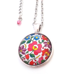 Matyó népi mintás  nyaklánc,  Magyar motívum Üveglencsés - ékszer - nyaklánc - medálos nyaklánc - Meska.hu