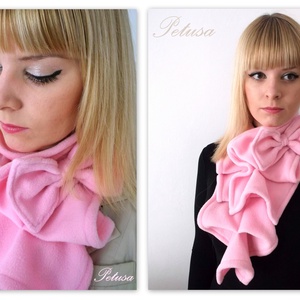 Rózsaszín sál kámzsa körsál masni - ruha & divat - sál, sapka, kendő - sál - Meska.hu