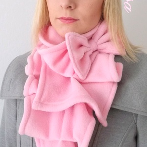 Rózsaszín sál kámzsa körsál masni - ruha & divat - sál, sapka, kendő - sál - Meska.hu