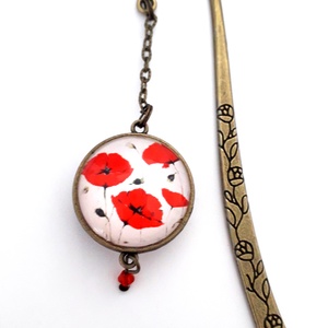 Pipacsos Könyvjelző Könyvmoly Üveglencsés - könyv & zene - könyvjelző - Meska.hu