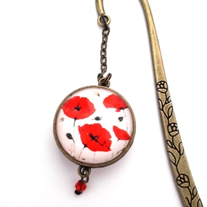 Pipacsos Könyvjelző Könyvmoly Üveglencsés, Könyv & Zene, Könyvjelző, Ékszerkészítés, MESKA