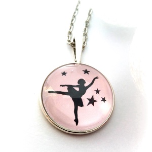 Rózsaszín Balerina nyaklánc táncos balett tánc balerinás fekete rózsaszín kislány téli mese, Ékszer, Nyaklánc, Medálos nyaklánc, Ékszerkészítés, MESKA