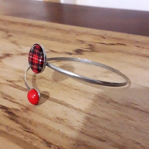 Piros Kockás skót kockás nemesacél karkötő - ékszer - karkötő - karperec - Meska.hu
