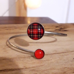 Piros Kockás skót kockás nemesacél karkötő - ékszer - karkötő - karperec - Meska.hu