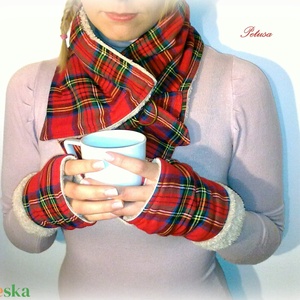 Piros Kockás skót kockás nemesacél karkötő - ékszer - karkötő - karperec - Meska.hu