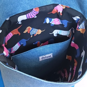 Tacskó mintás farmer hátizsák hátitáska - játék & sport - sport és kikapcsolódás - kerékpározás - biciklis táska - Meska.hu