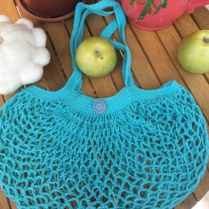 Francia Hálós Horgolt szatyor /Cekker  - táska & tok - bevásárlás & shopper táska - shopper, textiltáska, szatyor - Meska.hu