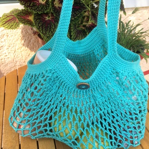 Francia Hálós Horgolt szatyor /Cekker  - táska & tok - bevásárlás & shopper táska - shopper, textiltáska, szatyor - Meska.hu