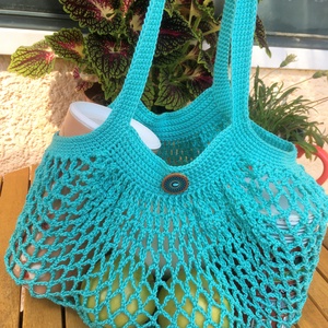 Francia Hálós Horgolt szatyor /Cekker  - táska & tok - bevásárlás & shopper táska - shopper, textiltáska, szatyor - Meska.hu