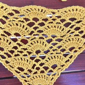Sárga  horgolt  bandana kendő - ruha & divat - sál, sapka, kendő - kendő - Meska.hu