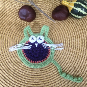 Zöld cica könyvjelző , Könyv & Zene, Könyvjelző, Horgolás, MESKA