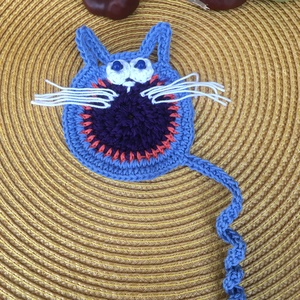 Kék cica könyvjelző , Könyv & Zene, Könyvjelző, Horgolás, MESKA