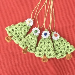 4 db-os karácsonyfa dísz , Karácsony, Karácsonyi lakásdekoráció, Karácsonyfadíszek, Horgolás, MESKA