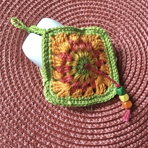 Pénztartó/fülhallgató tartó négyszögletű narancs  - táska & tok - kulcstartó & táskadísz - kulcstartó - Meska.hu