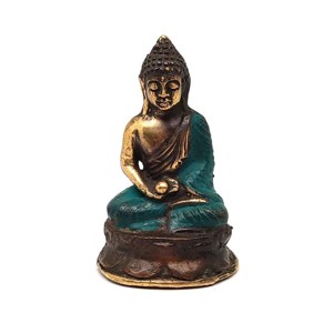 Réz figura Buddha gyógyító arany kék 7x4,5cm - Meska.hu