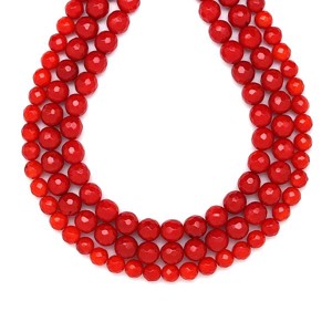 Korall szinezett fazettált vörös golyó 7mm  ékszerkészítő alapanyag (füzér), Kellékek & szerszámok, Ásvány alapanyag, Ásványfüzér, , MESKA
