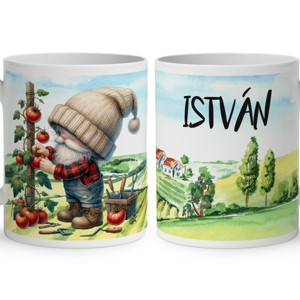 Névvel kérhető - Gazda manó paradicsommal mintás bögre, Otthon & Életmód, Konyhafelszerelés, tálalás, Tálalás, Bögre & Csésze, , MESKA