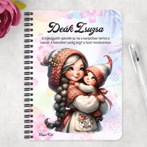 Személyre szabható - Cuki Anya manó és Lánykája mintás A5-ös füzet - otthon & életmód - papír, írószer - jegyzetfüzet & napló - Meska.hu