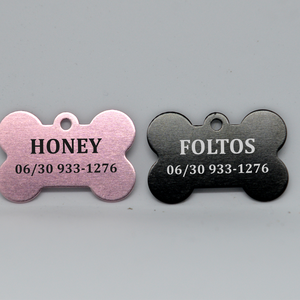 Gravírozott kutyabiléta csont alakban � egyedi fém névtábla kutyáknak, Otthon & Életmód, Kisállatoknak, Kutyáknak, Kutya biléta, Gravírozás, pirográfia, MESKA