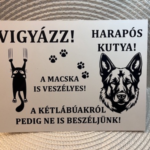 Kutyás figyelmeztető tábla � Alumínium, időjárásálló kutya tábla kerítésre és kapura, Esküvő, Dekoráció, Tábla & Jelzés, Mindenmás, MESKA