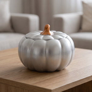 Ezüst színű Halloween kerámia tök ���  - Meska.hu