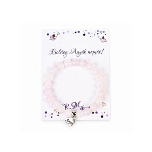 Boldog Anyák napját rózsakvarc karkötő Anya szívmedállal és ajándékkártyával, Ékszer, Karkötő, Ásványkarkötő, , MESKA