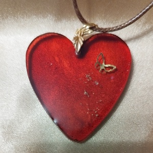 Piros szív alakú női medál - ékszer - nyaklánc - medál - Meska.hu