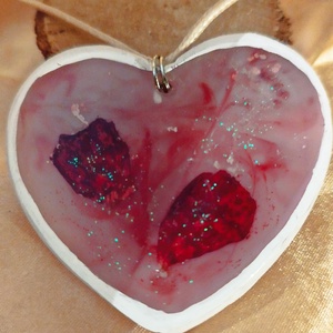 Nagy méretű szív alakú női medál szárított virágszirommal, Ékszer, Nyaklánc, Medál, , MESKA