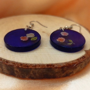 Kék színű kör alakú női fülbevaló és medál - ékszer - ékszerszett - Meska.hu