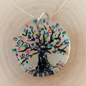 Gyöngyház alapra festett fa mintával női medál, Ékszer, Nyaklánc, Medál, , MESKA