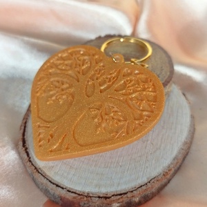 Szív alakú kulcstartó női fa diszítéssel - táska & tok - kulcstartó & táskadísz - kulcstartó - Meska.hu