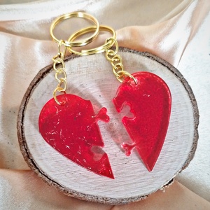 Össze illeszthető szív kulcstartó pároknak - táska & tok - kulcstartó & táskadísz - kulcstartó - Meska.hu