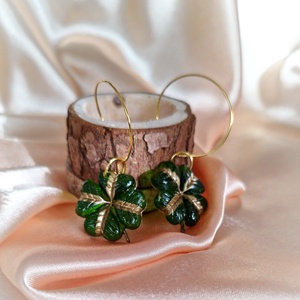 Fülbevaló 4 levelű lóherével - ékszer - fülbevaló - fülékszer - Meska.hu