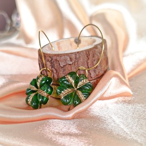 Fülbevaló 4 levelű lóherével, Ékszer, Fülbevaló, Fülékszer, , MESKA