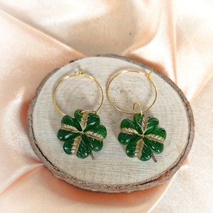 Fülbevaló 4 levelű lóherével - ékszer - fülbevaló - fülékszer - Meska.hu