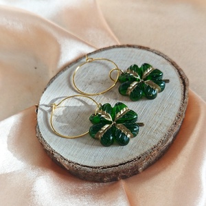 Fülbevaló 4 levelű lóherével - ékszer - fülbevaló - fülékszer - Meska.hu