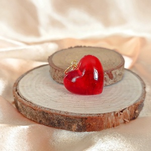 Piros szív alakú női medál - ékszer - nyaklánc - medál - Meska.hu