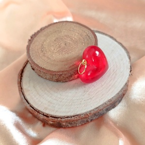 Piros szív alakú női medál - ékszer - nyaklánc - medál - Meska.hu