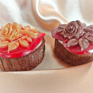 Piros szív alakú hűtőmágnes rózsával - otthon & életmód - konyhafelszerelés, tálalás - konyhai dekoráció - hűtőmágnes - Meska.hu