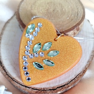 Arany színű szív medál strasszokkal, Ékszer, Nyaklánc, Medál, Ékszerkészítés, MESKA