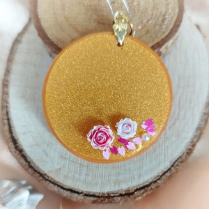 Arany színű kerek medál rózsával, Ékszer, Nyaklánc, Medál, , MESKA