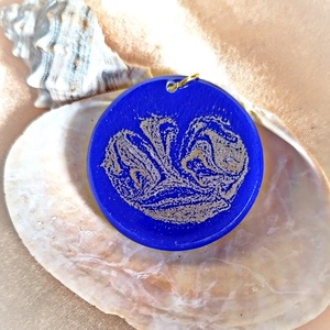 Királykék medál arany mintával, Ékszer, Nyaklánc, Medál, , MESKA