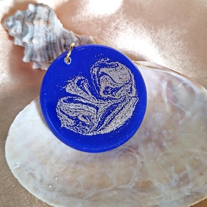 Királykék medál arany mintával - ékszer - nyaklánc - medál - Meska.hu