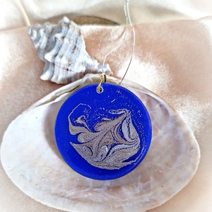 Királykék medál arany mintával - ékszer - nyaklánc - medál - Meska.hu