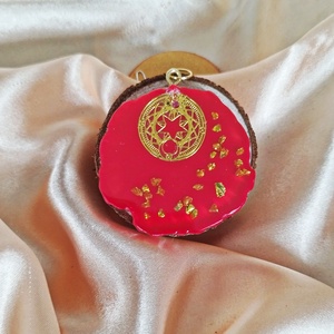 Piros medál arany diszítéssel, Ékszer, Nyaklánc, Medál, Ékszerkészítés, MESKA